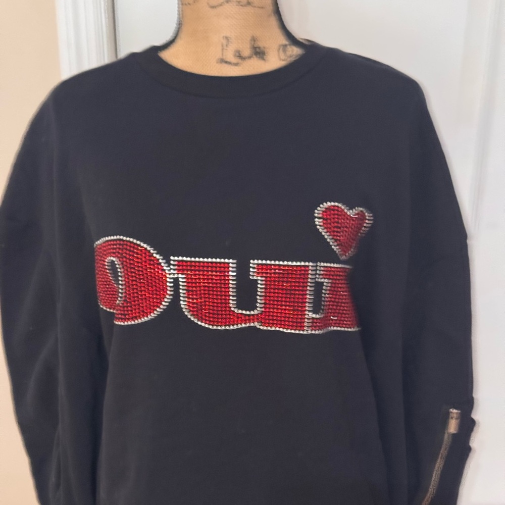 The Kooples Black Sweater with Red Embellishments
Size S
